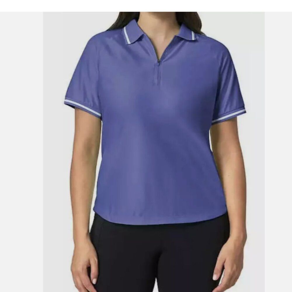 Mondetta Women's Active Purple 1/4-Zip Short Sleeve Mesh Polo Shirt